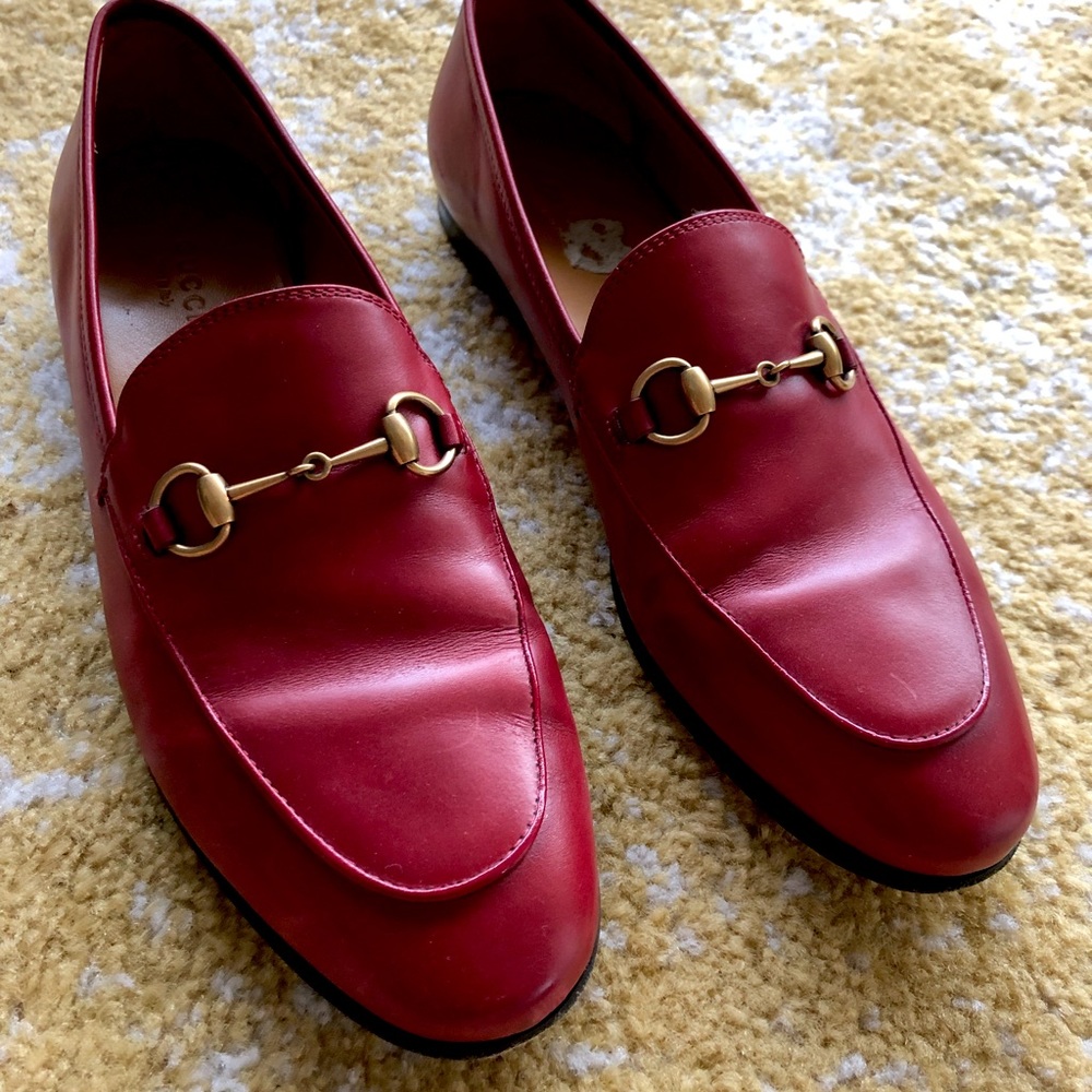 Gently worn Gucci horsebit loafer red 39
